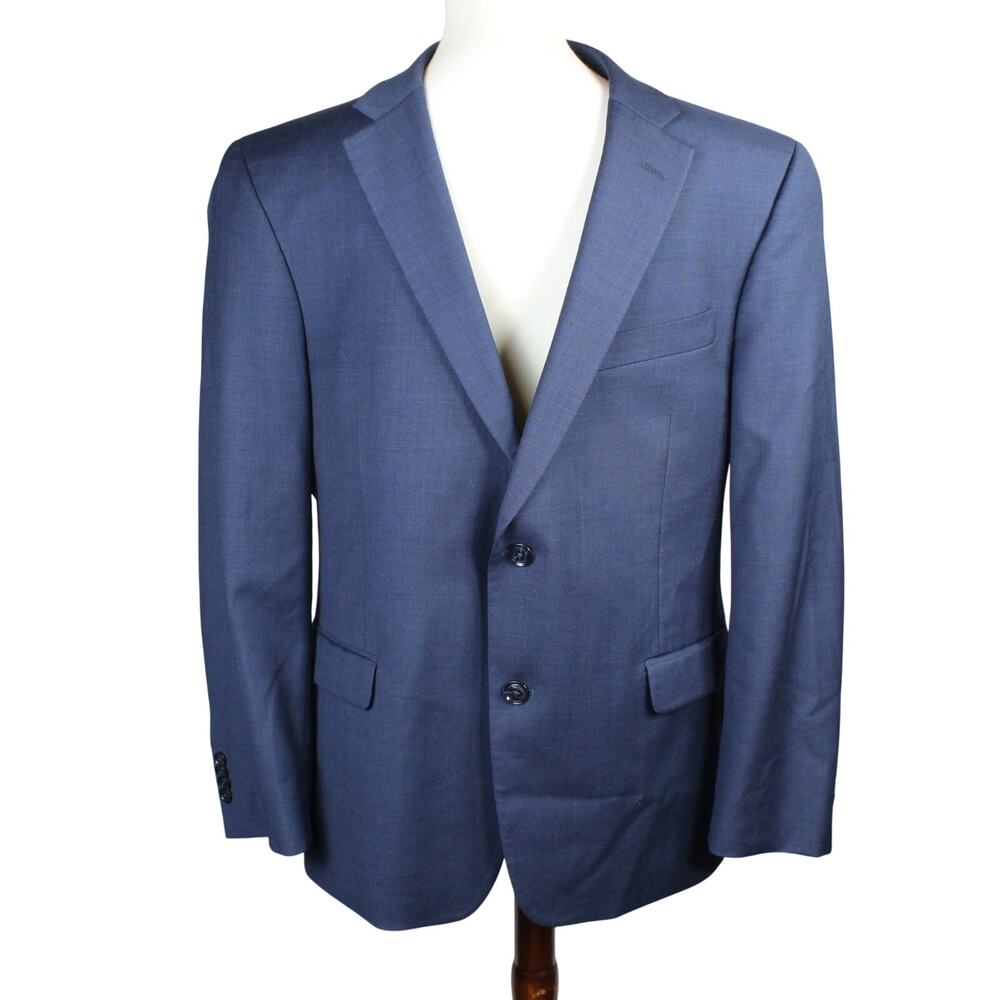 Tommy Hilfiger Wool Blazer Mens 42S Navy Blue Sport Coat Classic Modern Preppy